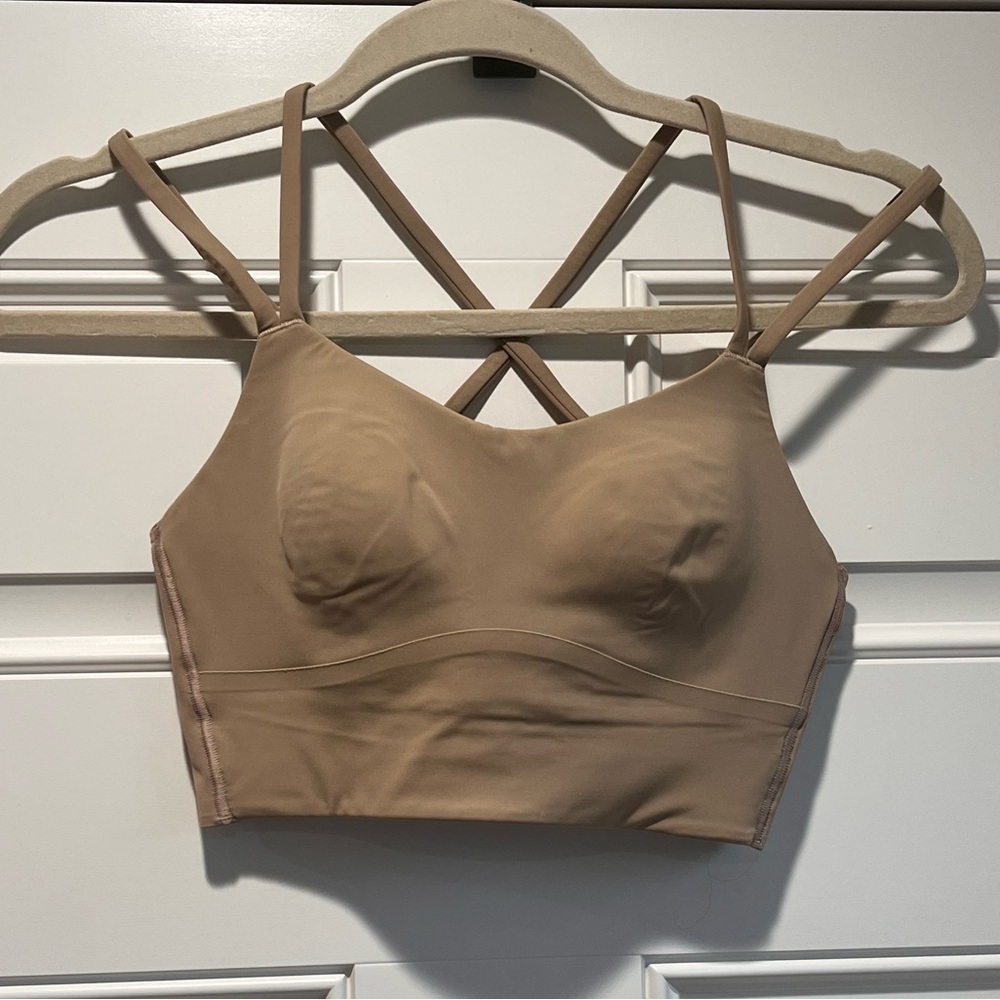 Lulu Lemon tan Like a Cloud Longline Bra Size 6